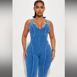 Sandra Mineral Wash Rib Jumpsuit - Navy 💙